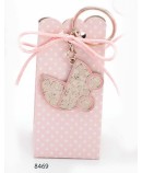 Cajita llavero carrito motivos bebé rosa c/4 peladillas