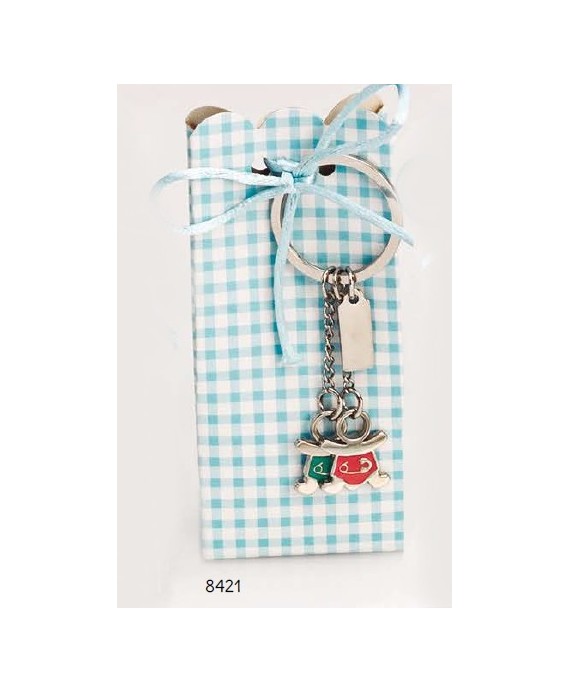 Cajita llavero niña y niño c/4 peladillas.