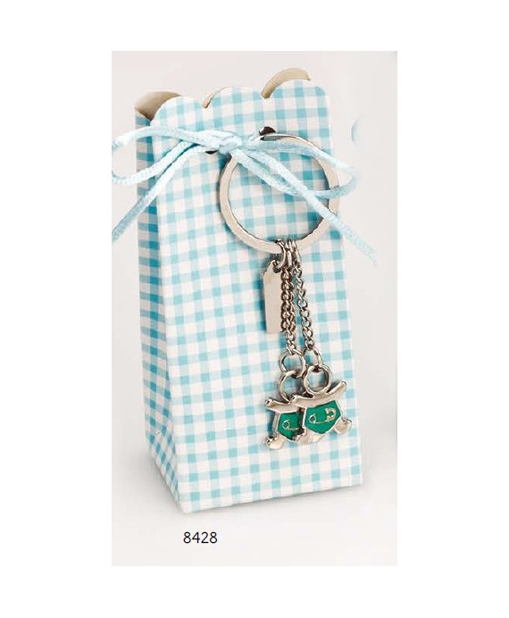 Cajita llavero gemelos niños c/4 peladillas.