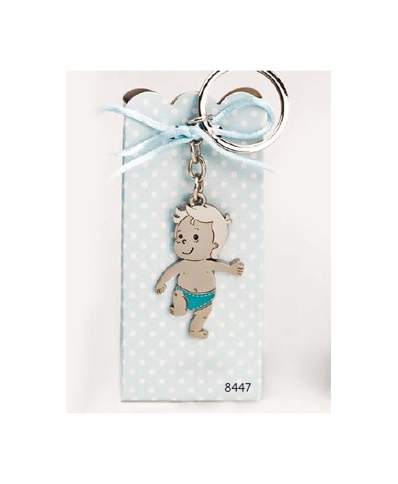 Cajita llavero bebé niño pañal celeste c/4 peladillas