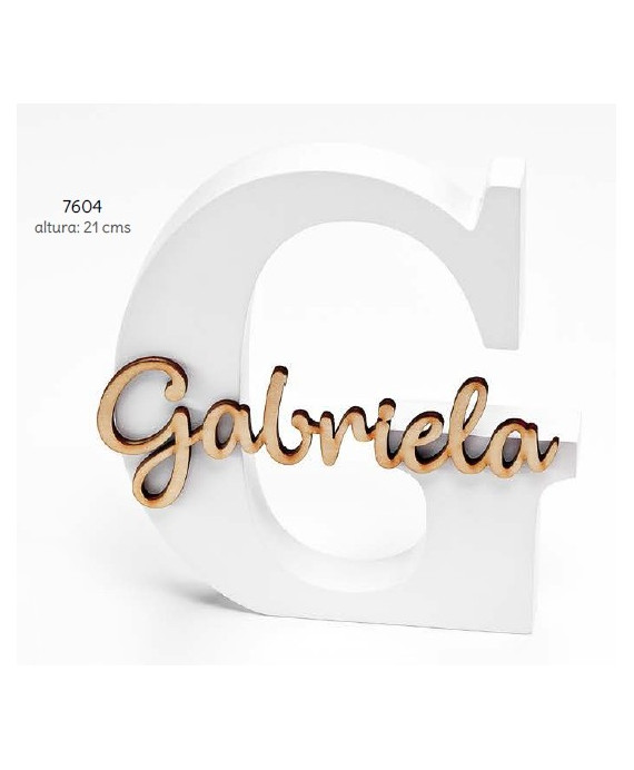 Inicial madera lacada blanca con nombre madera personalizado