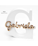 Inicial madera lacada blanca con nombre madera personalizado