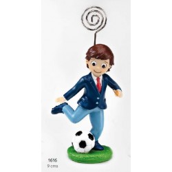 Niño comunión traje balón de fútbol sujeta-tarjetas