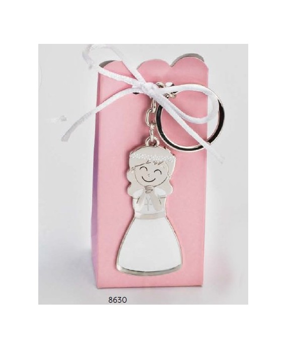 Cajita llavero niña com. rezando c/4 peladillas