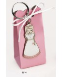 Cajita llavero niña comunión rosa c/4 peladillas