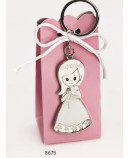 Cajita llavero niña com. corona c/4 peladillas