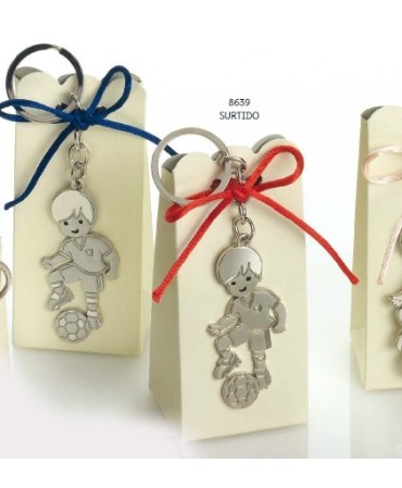 Cajita llavero niño futbolista mate/brillo c/4 peladillas