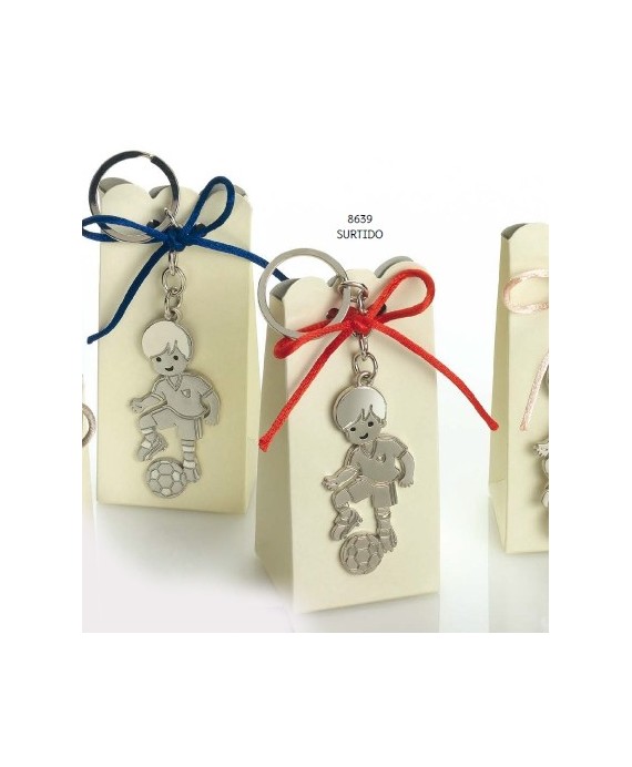 Cajita llavero niño futbolista mate/brillo c/4 peladillas