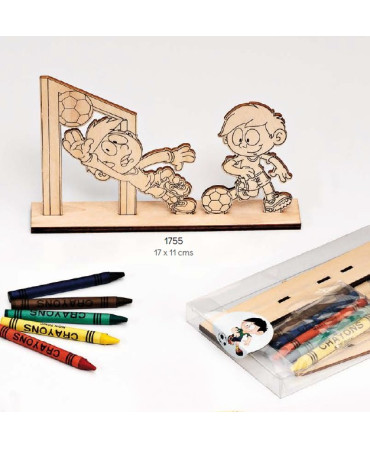 Set colorear madera niños fútbol c/5 pinturas