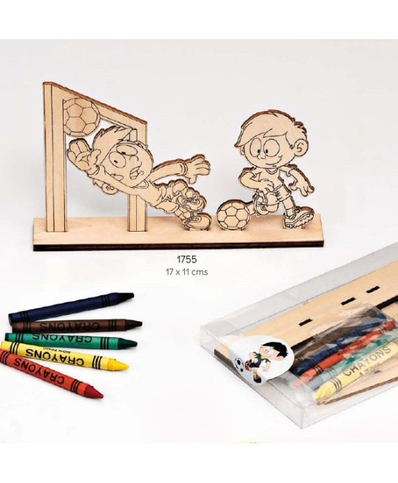 Set colorear madera niños fútbol c/5 pinturas