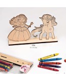 Set colorear madera hada y unicornio c/5 pinturas