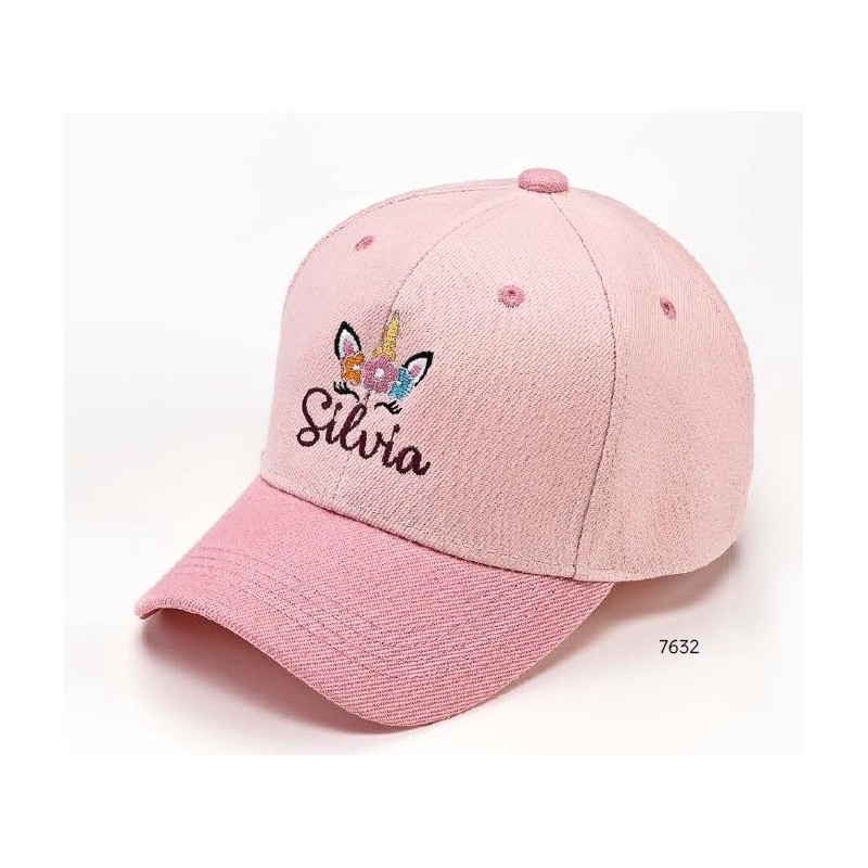 Gorra rosa unicornio nombre personalizado c/cierre velcro