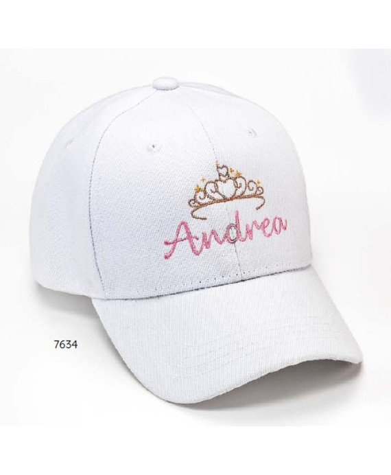 Gorra blanca tiara nombre personalizado c/cierre velcro ajustable