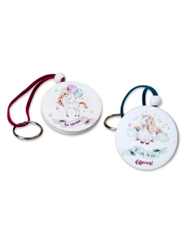 Llavero de madera unicornio