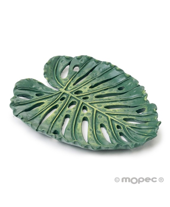 Plato resina hoja tropical grande