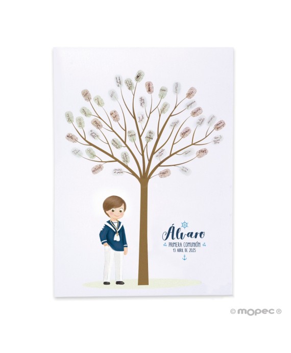 Lámina Huellas Comunión Marinero Azul Marino