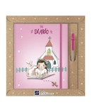 Diario Comunión + Bolígrafo Touch Niña Tumbada