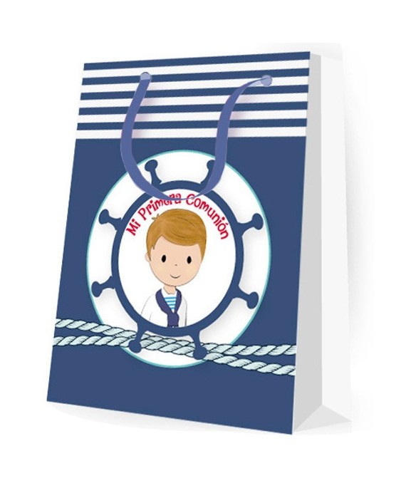 Bolsa de papel marinero flores comunión nino