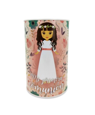 Hucha Metálica Mi Primera Comunión Rosa