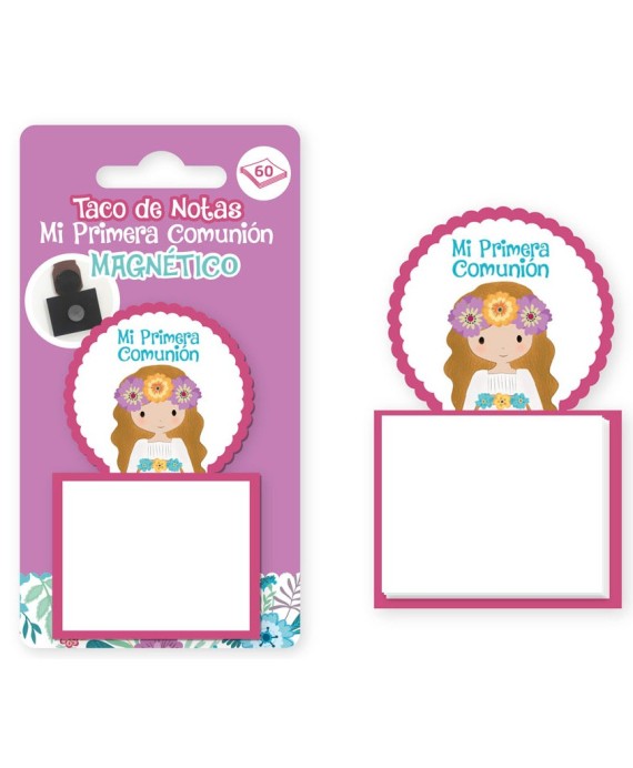 Taco de Notas Imán Mi Primera Comunión Rosa