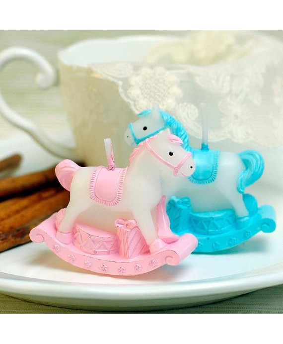 Vela caballo balancín bautizo rosa