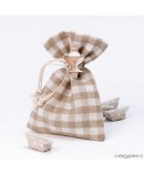 Bolsa Cuadros Beige con Pinza Cáliz y 4 Caramelos