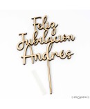 Cake topper de madera Feliz Jubilación personalizado