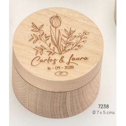 Caja madera porta alianzas flor personalizada