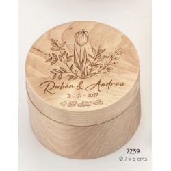 Caja madera porta arras flor personalizada