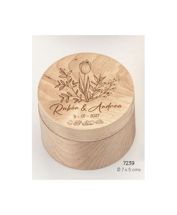 Caja madera porta arras flor personalizada