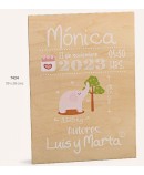 Cartel madera bebé elefante rosa personalizado