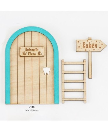 Set puerta ratoncito pérez personalizado azul