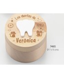 Caja madera dientes redonda personalizada