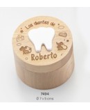 Caja madera dientes redonda personalizada