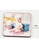 Foto madera con imán bebé niña personalizado c/foto, nombres y fecha