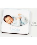 Foto madera con imán bebé niño personalizado c/foto, nombres y fecha