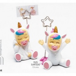 Sujeta-tarjetas bebé unicornio rosa stdo