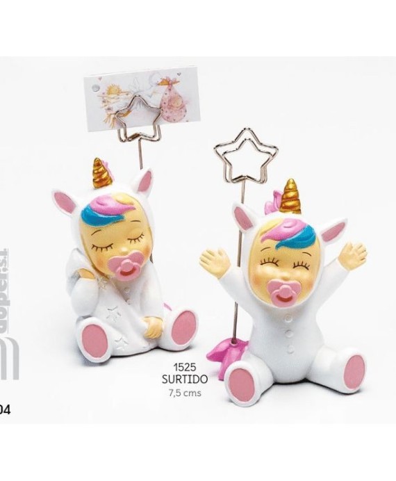 Sujeta-tarjetas bebé unicornio rosa stdo