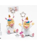 Sujeta-tarjetas bebé unicornio rosa stdo
