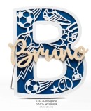 Inicial madera azul y met. blanco con nombre mad. Personalizado