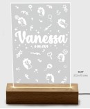 Lámpara Unicornios Led Metacrilato Base Madera USB Personalizada