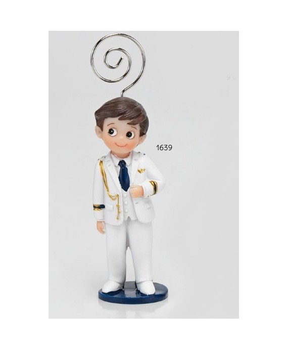 Niño Comunión Almirante Blanco Sujeta-Tarjetas