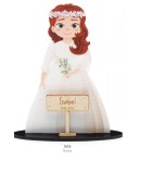 Niña Comunión Flor Deco Personalizada con Cartel de Madera