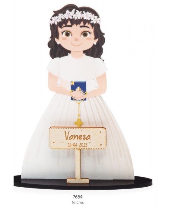 Niña Comunión Libro Deco Personalizada con Cartel de Madera