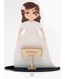 Niña Comunión Fajín Deco Personalizada con Cartel de Madera