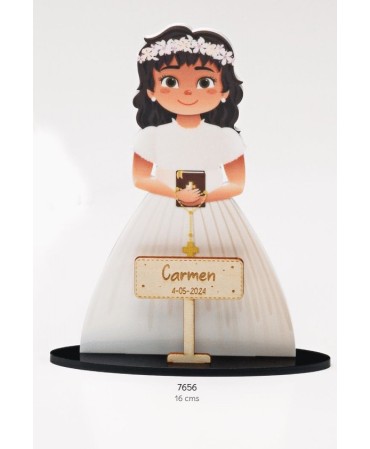 Niña Comunión Libro Deco Personalizada con Cartel de Madera