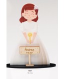 Niña Comunión Vela Deco Personalizada con Cartel de Madera