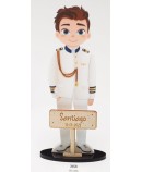 Niño Comunión Almirante Blanco Deco Personalizado con Cartel de Madera
