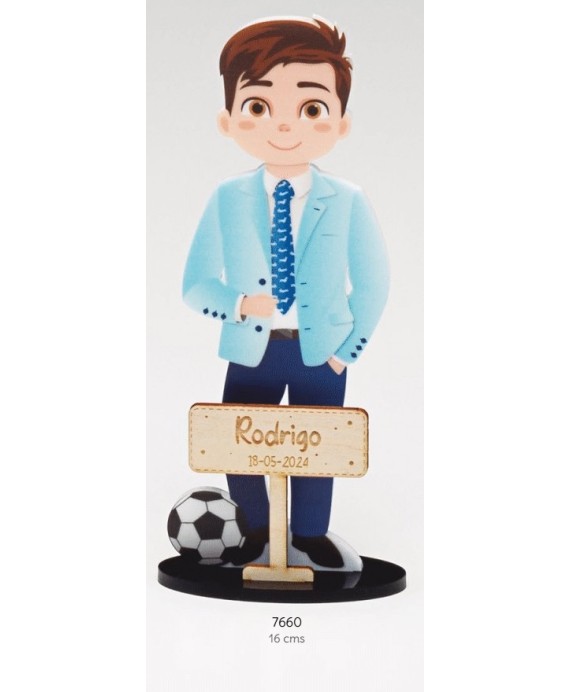 Niño Comunión Balón Deco Personalizado con Cartel de Madera