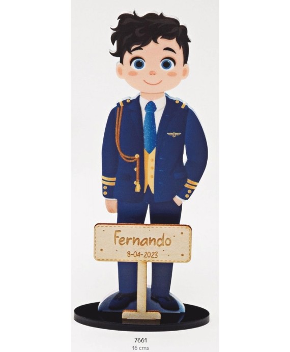 Niño Comunión Almirante Azul Deco Personalizado con Cartel de Madera